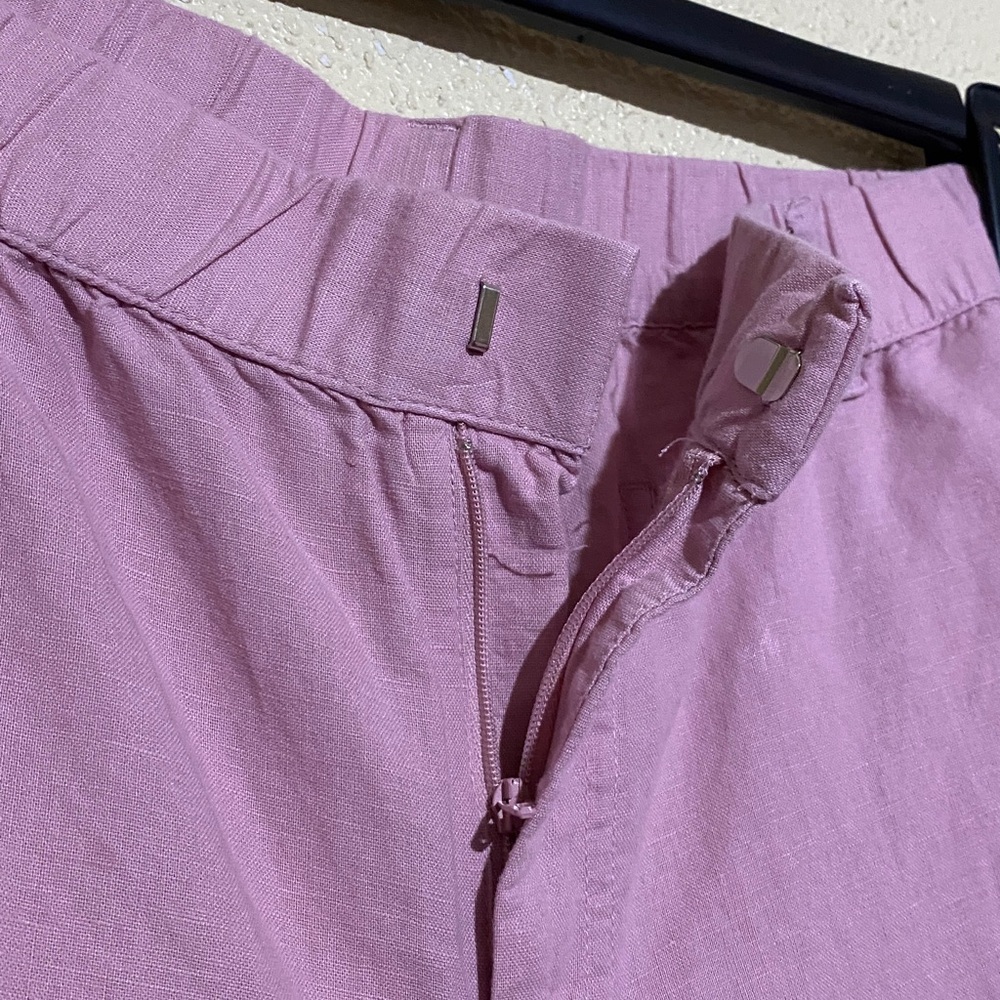 Liz Claiborne Cropped Pants XXL Pink Wide Leg Relaxed 4-Pockets Linen Cotton - Picture 7 of 13